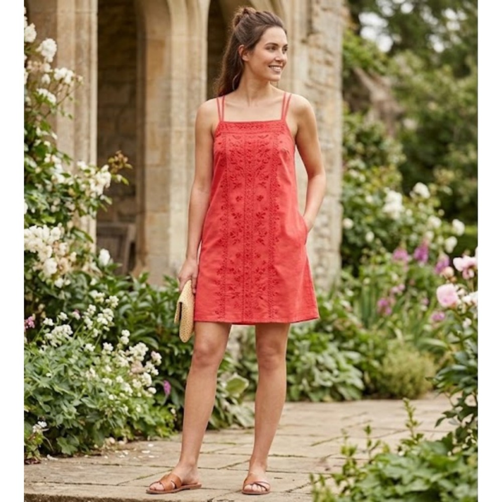 Alice Olivia Dress Womens S Light Poppy Red Bev Mini Crisscross Embroidered NWT
